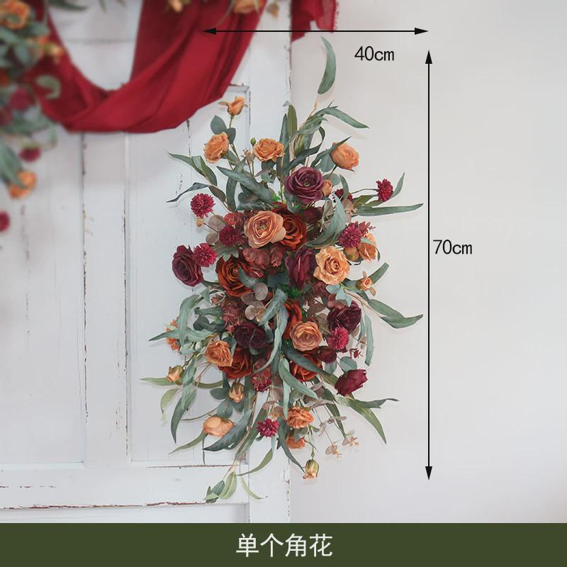 仿真花艺三角花排壁挂墙饰装饰婚礼舞台背景布置摄影门楣布景花艺