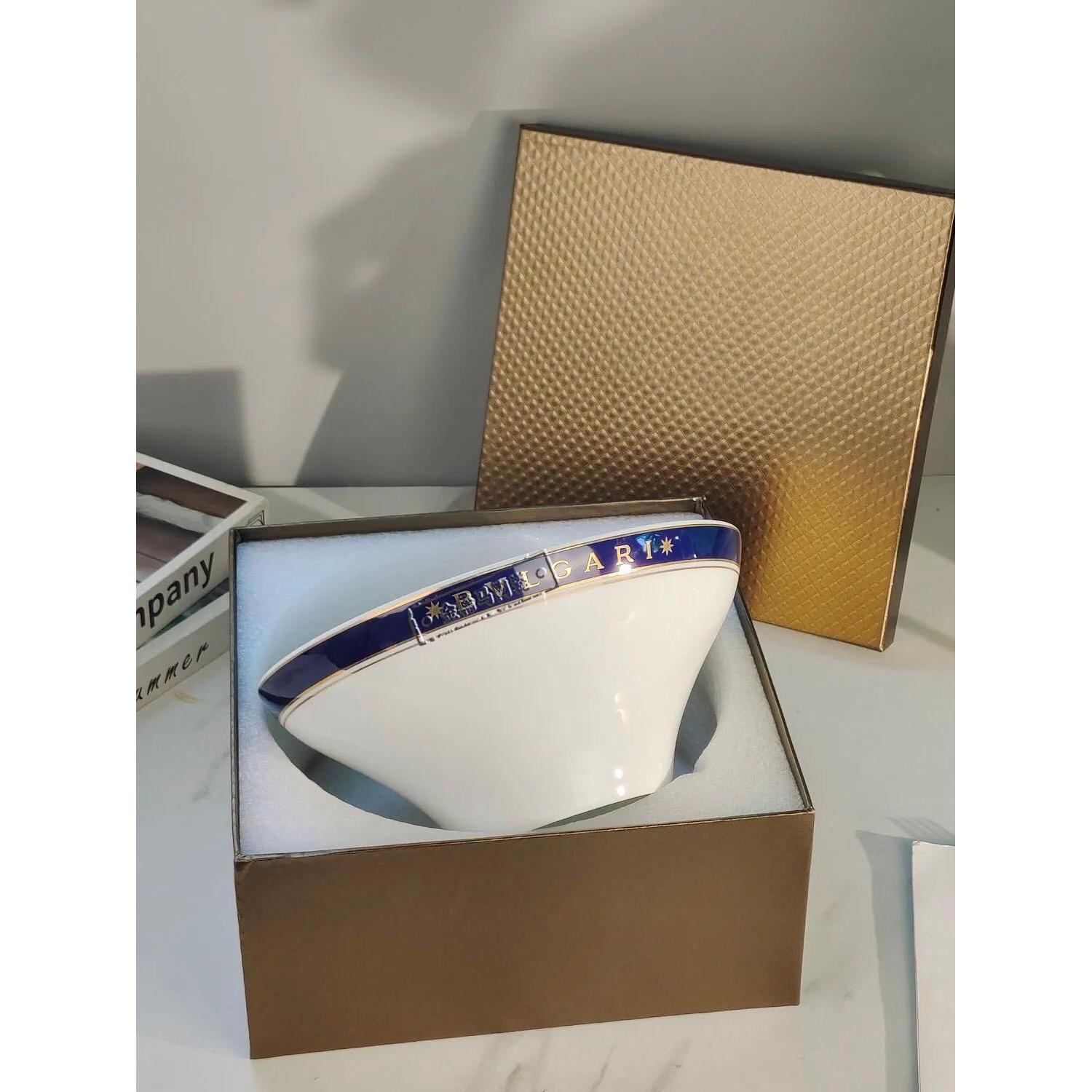 8.8寸陶瓷大碗蓝色金边骨瓷拉面碗酒店餐厅豪华大汤碗批发采购