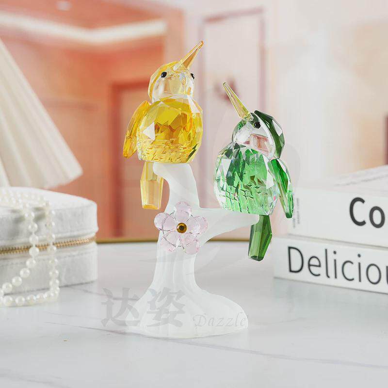 达姿水晶翠鸟蜂鸟装饰摆件可爱桌面少女工艺品创意装饰品公主礼品