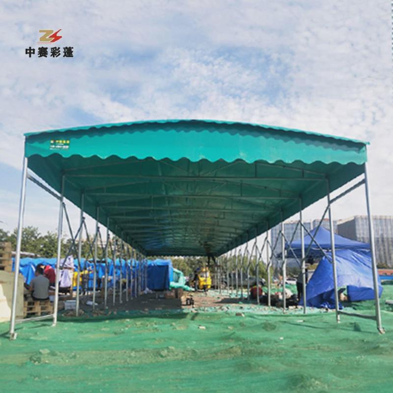 大型移动推拉雨棚电动棚折叠伸缩户外仓库雨蓬车棚活动大排档帐篷