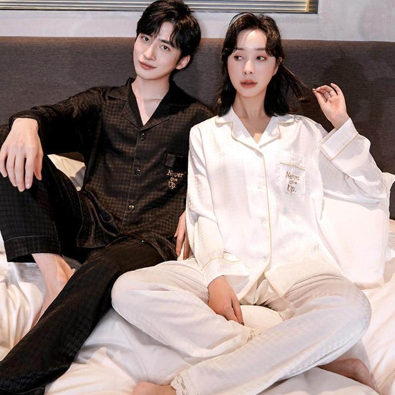 情侣睡衣女春秋季冰丝2025年新款高级感长袖丝绸大码居服男套装,女士内衣/男士内衣/家居服,睡衣/家居服套装,淘宝优惠券,粉丝福利购,淘宝优惠卷