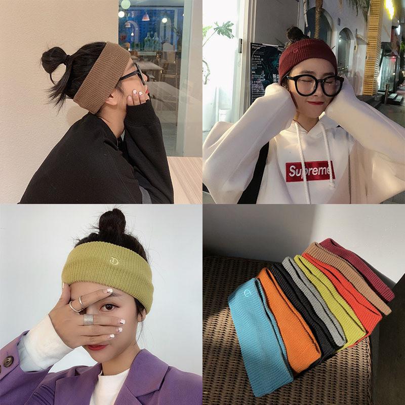 网红针织发带女韩国宽边头饰秋冬潮针织毛线头带简约纯色洗脸头箍