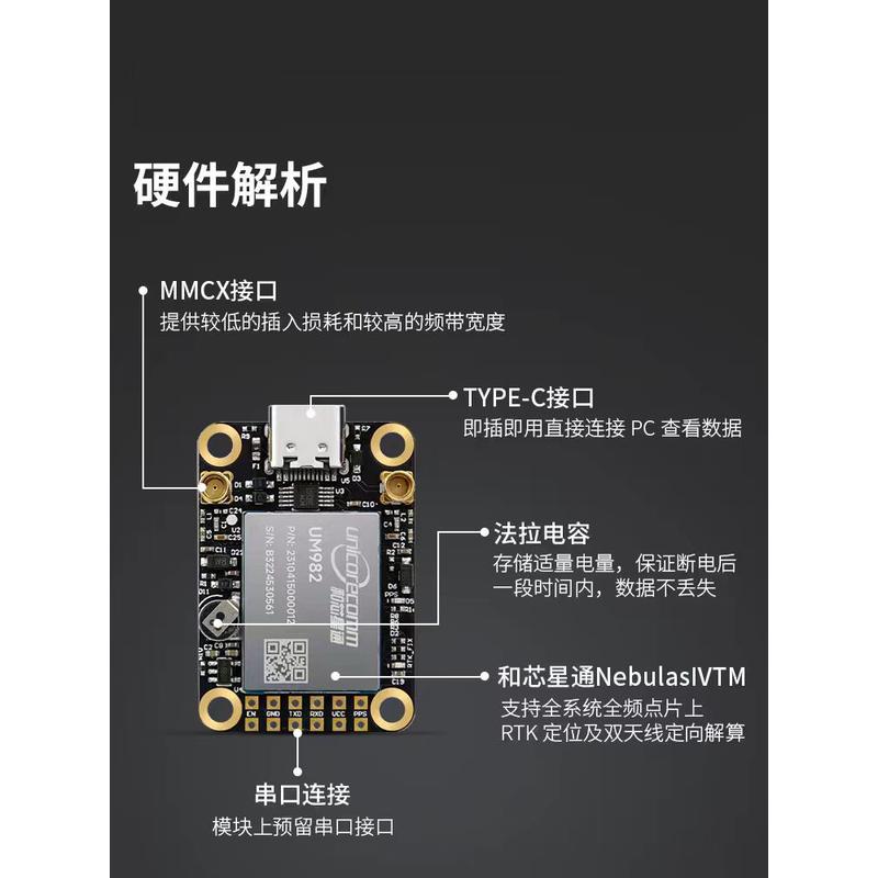 和芯星通GPS北斗RTK模块um982高精度厘米级差分全频定位定向um980