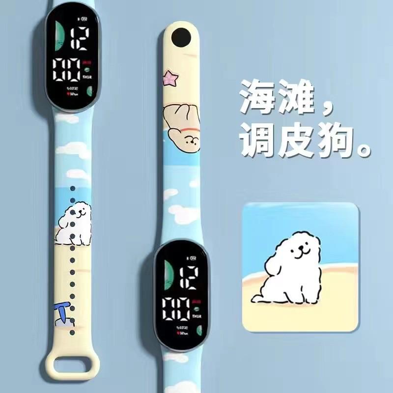 升级版米9卡通潮牌印花恰帕狗LED手表可爱手环学生电子表