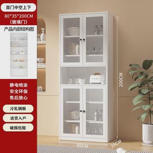 钢制铁艺书柜展示柜玻璃门透明铁艺家用置物柜满墙组合双开门书柜
