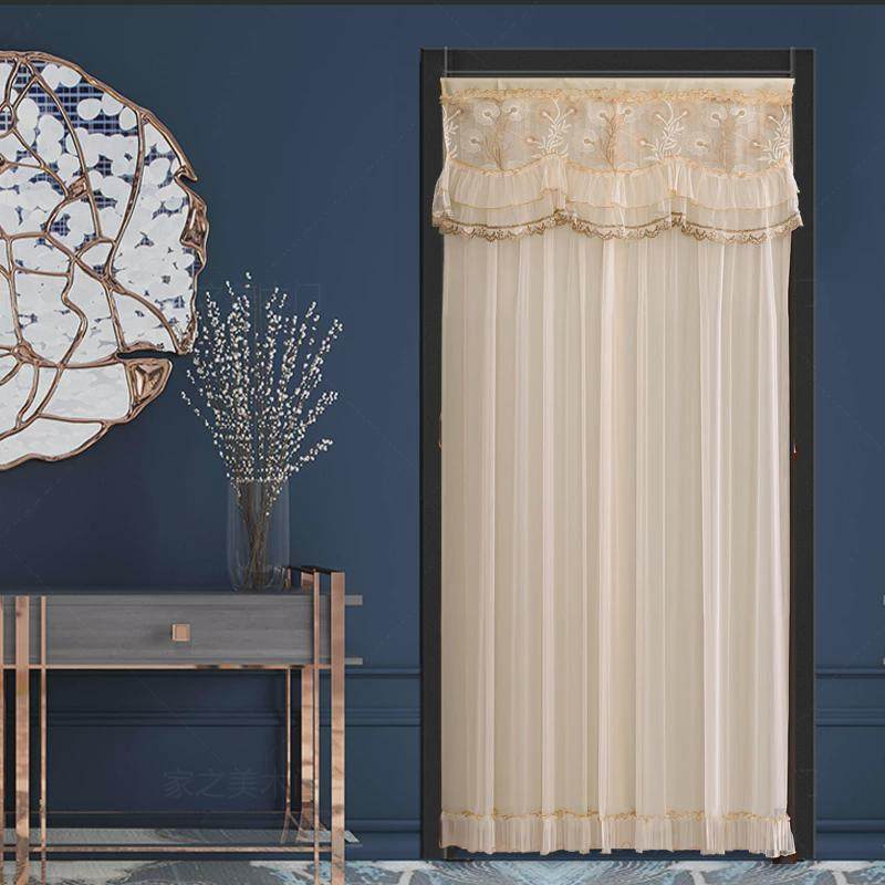 四季蕾丝子夏免打孔家用防蚊纱帘卧室厨房卫生间隔断帘半截帘门帘