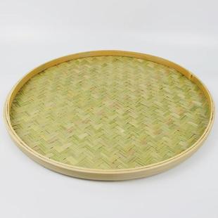 竹编制品手工簸箕无孔托盘篾青竹皮圆形竹筐米筛子农家用竹匾晾晒