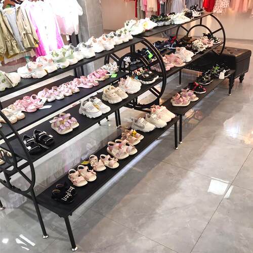 服装店车轮流水台展示架服装货架高低展示架多层包架鞋架展柜