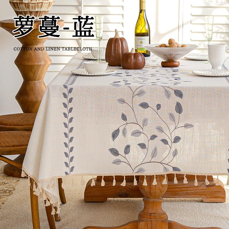 布艺碎花棉麻跨境桌布小清新欧式绣花防水餐桌布长方形茶几布台布