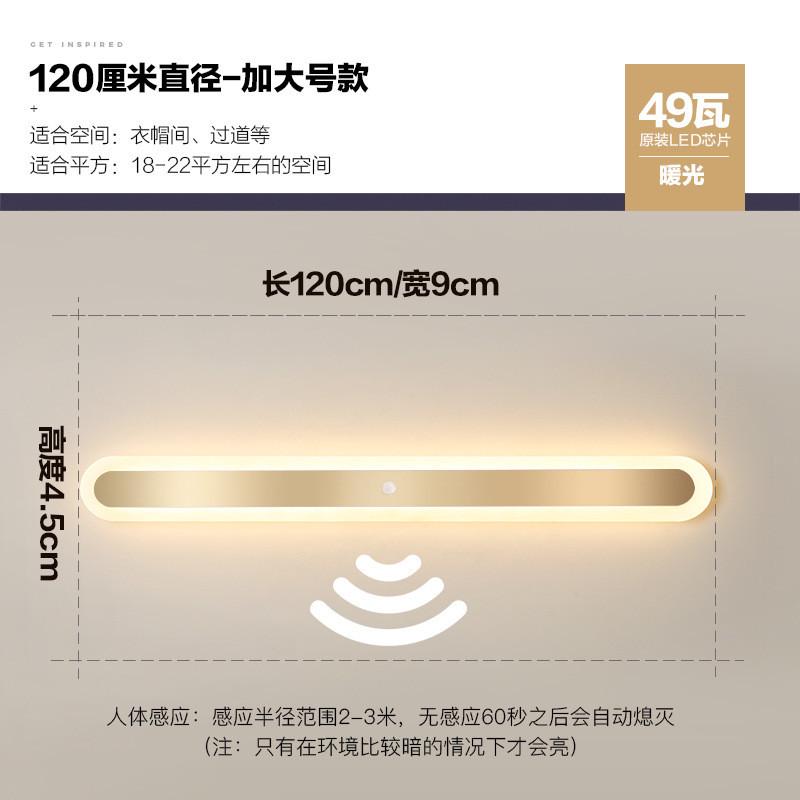 过道走廊灯人体自动感应灯长条led吸顶灯玄关阳台衣帽间智能灯具