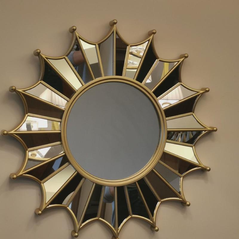 北欧风简约现代创意镜卫生间浴室镜壁炉客厅玄关装饰太阳壁挂镜子