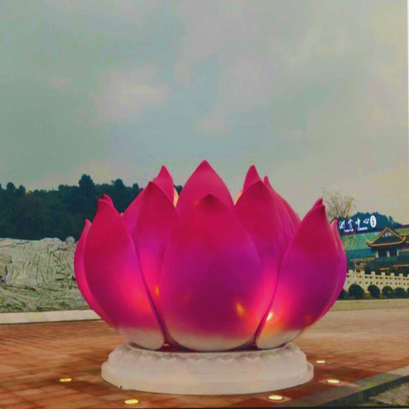 户外不锈钢荷花大型广场镂空莲花编织雕塑花朵地标钢结构水景摆件