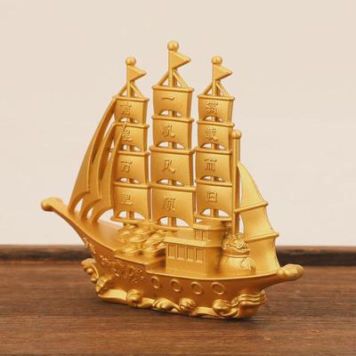 黄铜装饰摆件船铜工艺品高端大气上档次玄关一帆风顺电视柜客厅