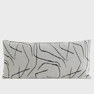 现代简约黑白条纹长条形抱枕沙发腰枕客厅卧室夹腿睡觉办公室腰靠