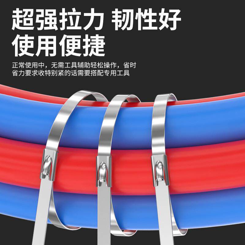 源头工厂304不锈钢扎带束线自锁式16*300mm捆绑带桥架船用金