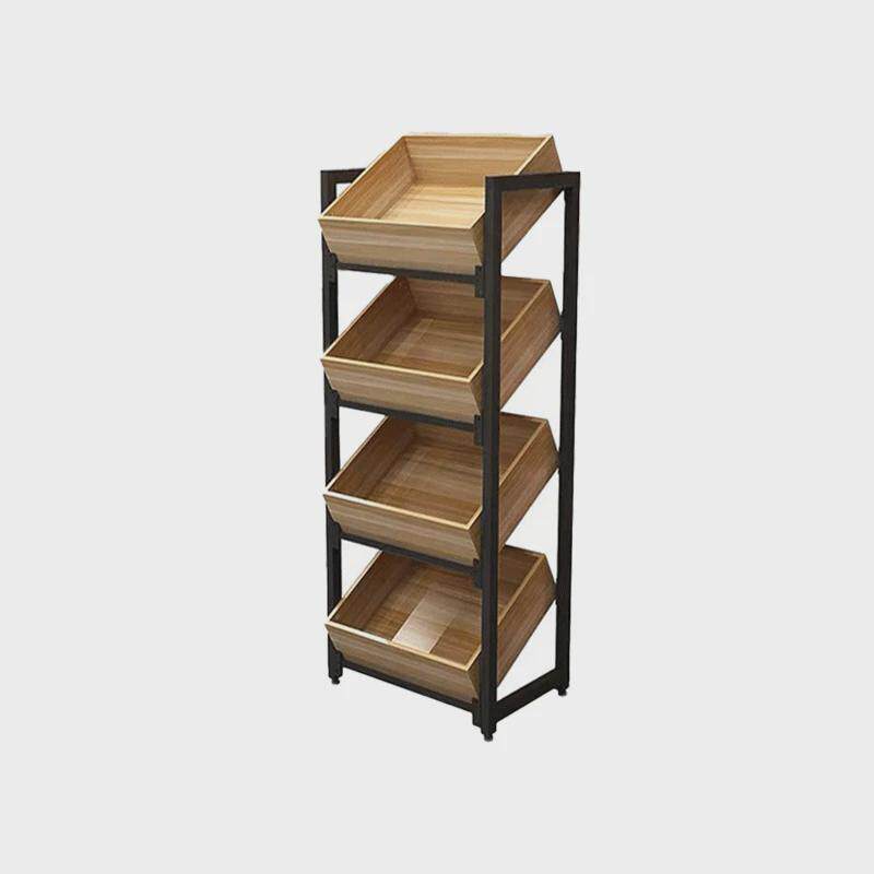 超市生鲜钢木水果架杂货店中岛展示架便利店便宜蔬菜多功能架