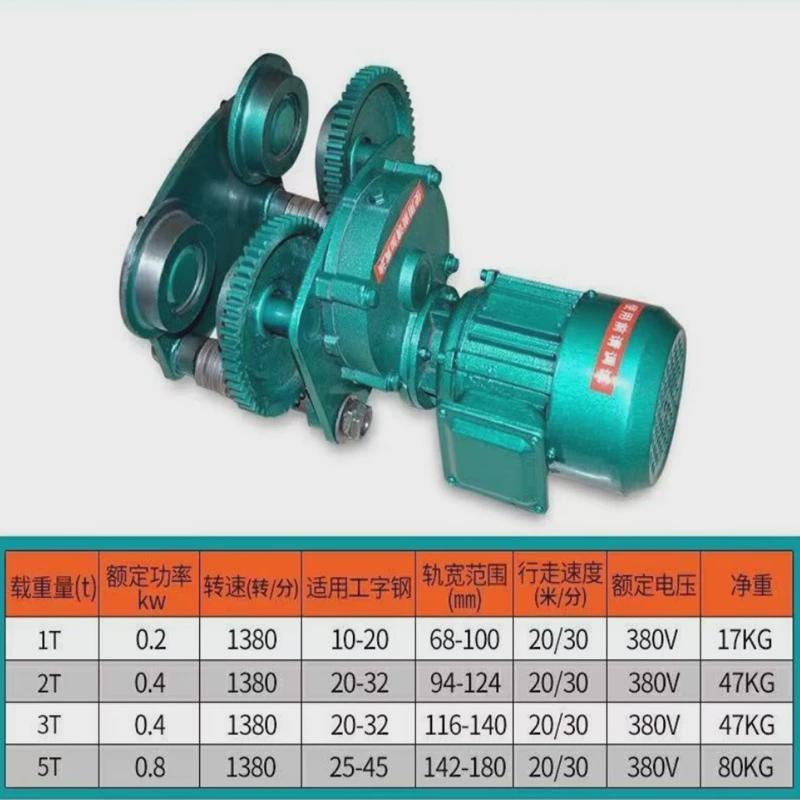 电动葫芦行走小车2T5T跑车行车轮10吨轨道电机3T工字钢滑轮1吨