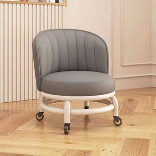 滑轮矮凳靠背椅儿童学步移动小板凳圆凳钢架