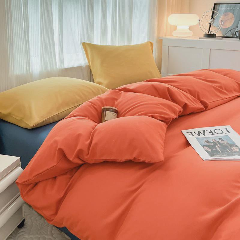 四件套纯色ins风家用批发清新床单被套被罩磨毛床上用品秋冬简约