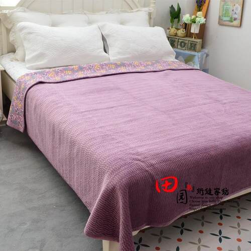 1vpr宝宝绒绣花床盖棉两面用双面冬夏一面绒一面棉单件绗缝被床盖