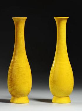 大叶金丝楠木将花瓶摆件大叶桢楠阴沉中式对瓶装饰木工艺礼品