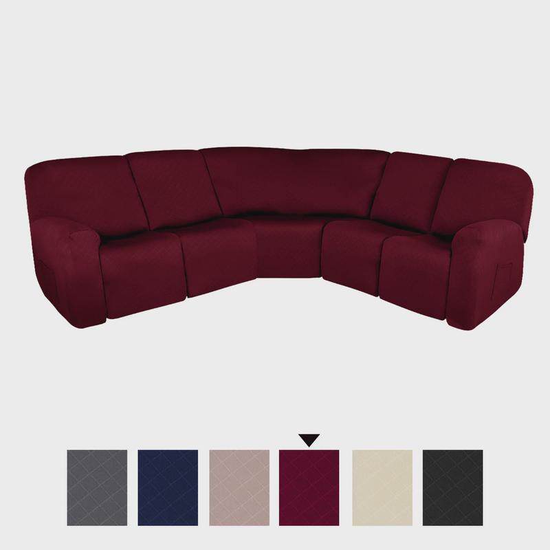 跨境防头等舱菱形格5人l形贵妃躺椅沙发套沙发套泼水套罩全包弹