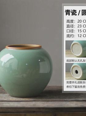 景德镇陶瓷花瓶摆件干花家居玄关装饰品新中式冰裂纹种三角梅花盆