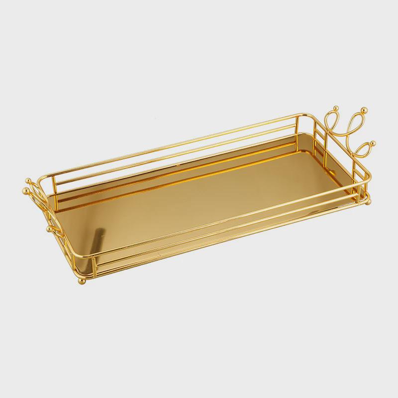 铁艺托盘家用水果整理桌面托盘轻奢家用厨房置物架茶盘果盘