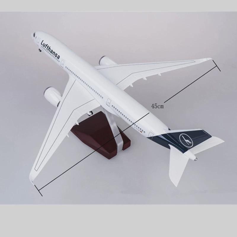 热卖47cm带轮子拼装ABS材料飞机模型航模飞模空客A350新汉莎航空