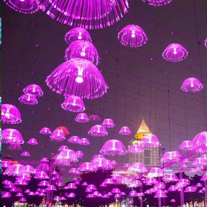 七彩变色LED光纤灯夜精灵仿真景观水母灯展览商场亮化装饰造型灯