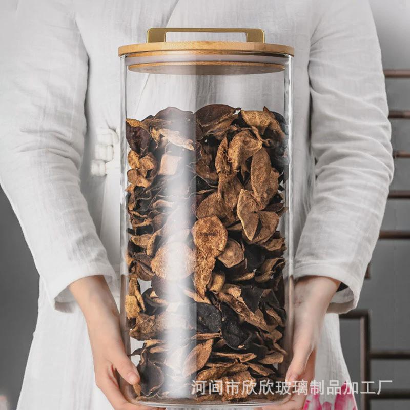 大容量玻璃瓶带盖陈皮储存罐商用大号干货大口径茶叶密封罐展示瓶