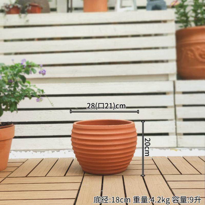 厂家直供大口径陶瓷花盆红陶园艺摆件吸水红陶花盆气粗陶盆透