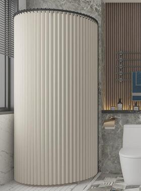 折叠浴帘c型弧形免打孔磁吸浴室卫生间防水布磁条浴间洗澡帘u型