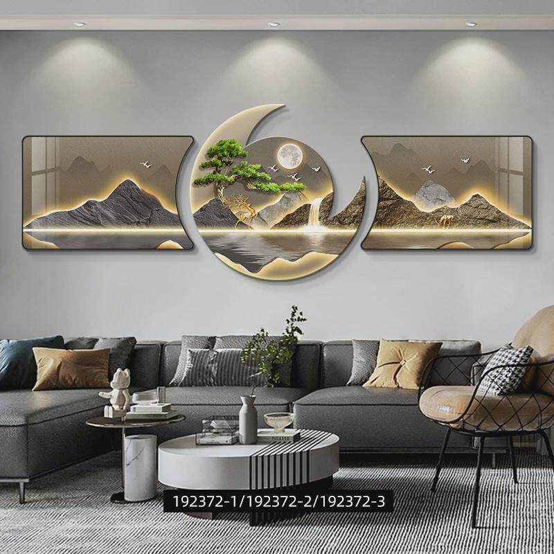 家有靠山轻奢高档客厅装饰画新中式沙发背景墙挂画肌理画现代简约