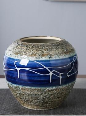 新中式青花瓷复古软装陶瓷花瓶摆件插花装修台面手工样板房装饰品