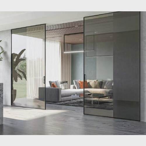 极窄极简钛卫生间推拉折叠镁合金阳台门厨房开放式玻璃门三两联动