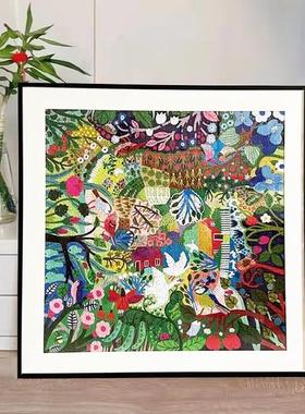 53N方形拼图相框500片实木框简约圆形艺术画框带白边卡纸1000片定