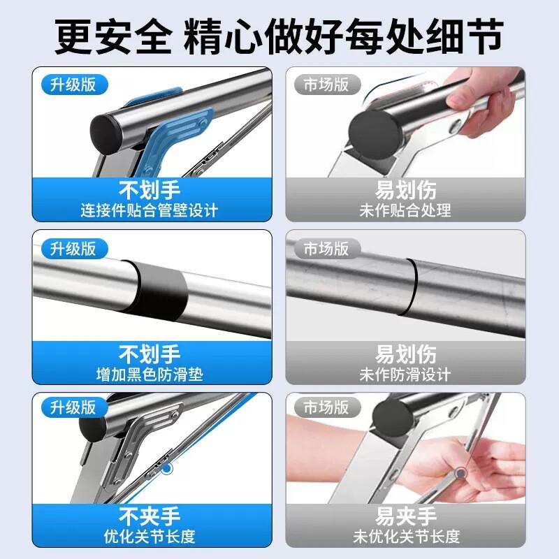 不锈钢衣架落地伸缩折叠晾衣架室内落地移动式晾衣杆晒被子