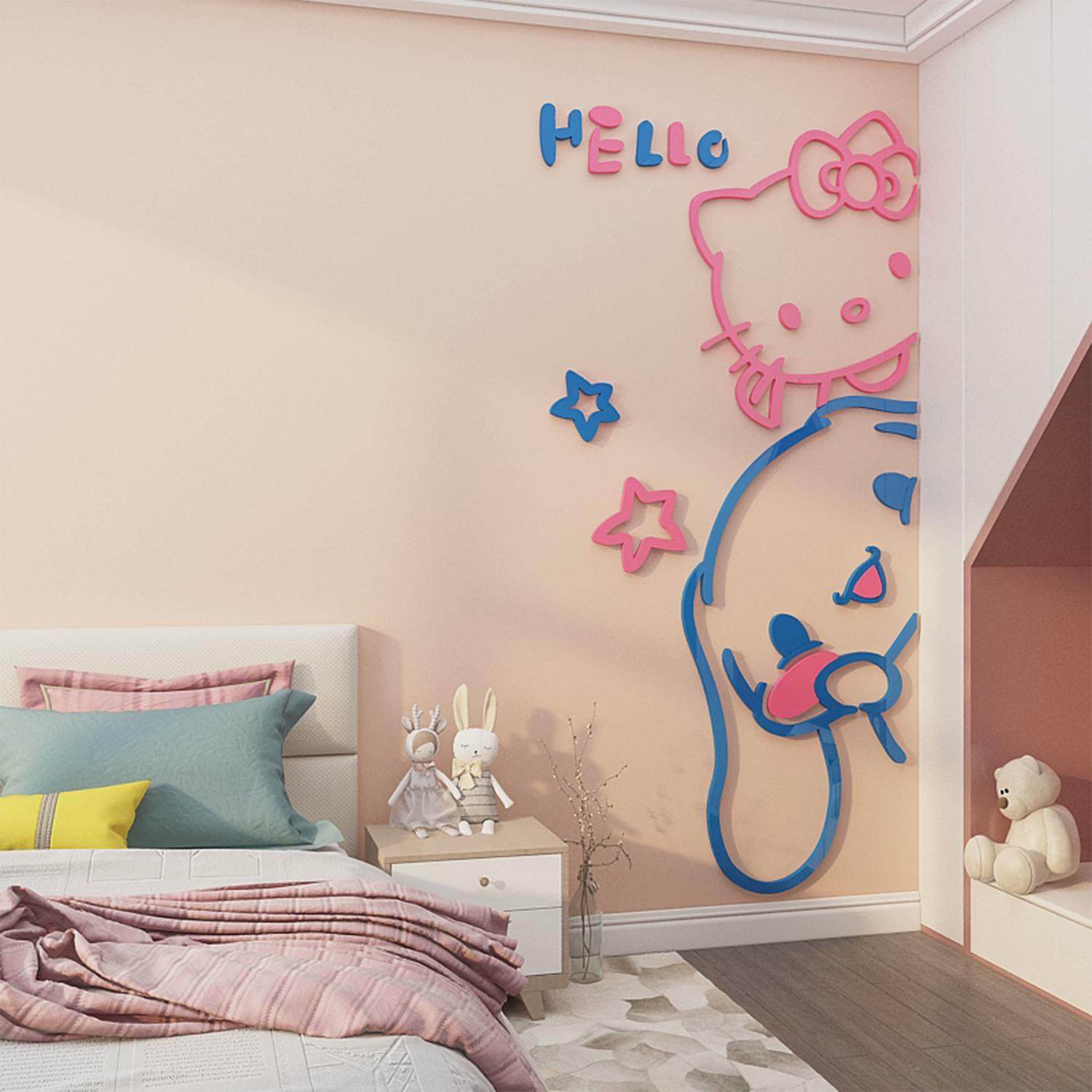 网红儿童房间布置床头公主仔墙面用品卧室少女孩装饰卡通贴纸壁画,家居饰品,文化墙贴,淘宝优惠券,粉丝福利购,淘宝优惠卷