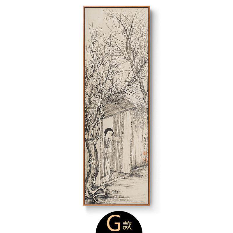 仕女图新中式装饰画 客厅山水壁画四联画玄关挂画酒店过道中国风