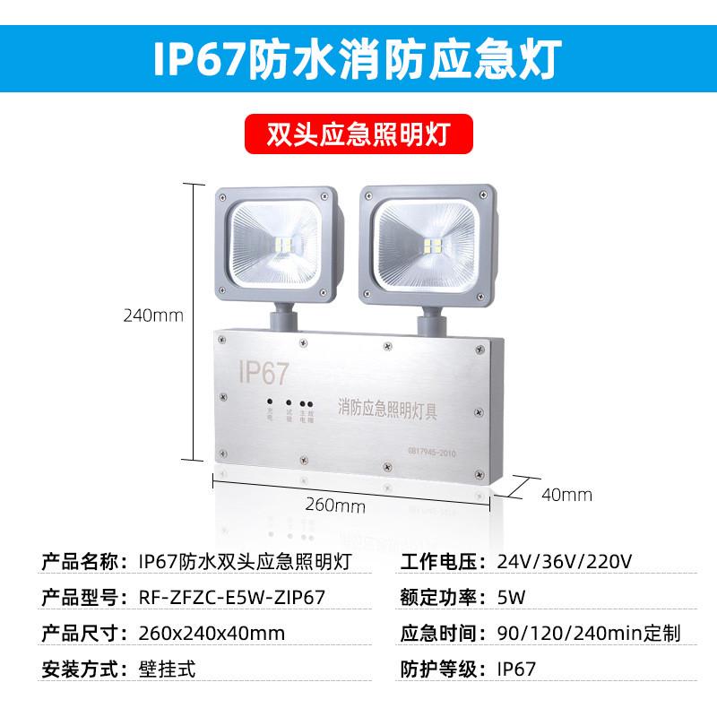 ip67防水应急照明灯隧道不锈钢面板双头灯led冷库双头照明应急灯