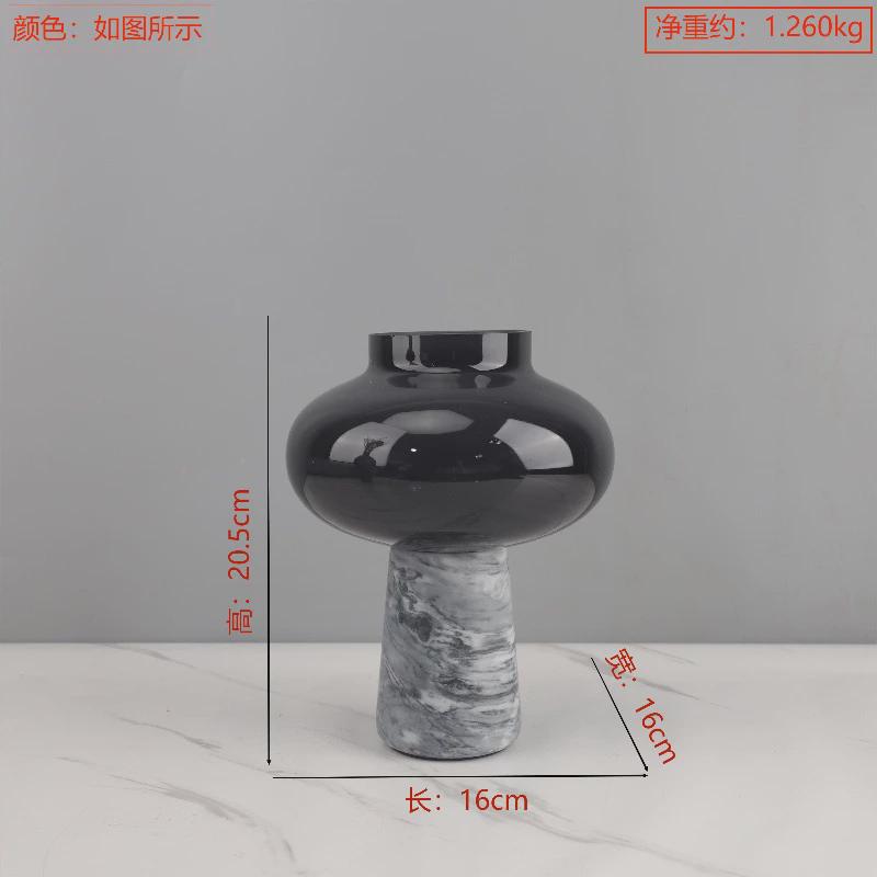 现代简约几何玻璃大理石插花花瓶摆件客厅餐厅卧室玄关家居装饰品