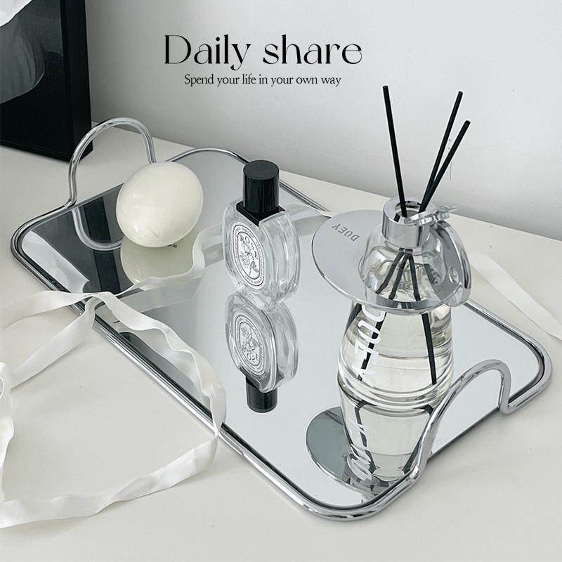 ins镜面托盘长方形首饰香薰收纳盘客厅茶几水杯放置盘桌面置物架,家居饰品,香薰托盘,淘宝优惠券,粉丝福利购,淘宝优惠卷