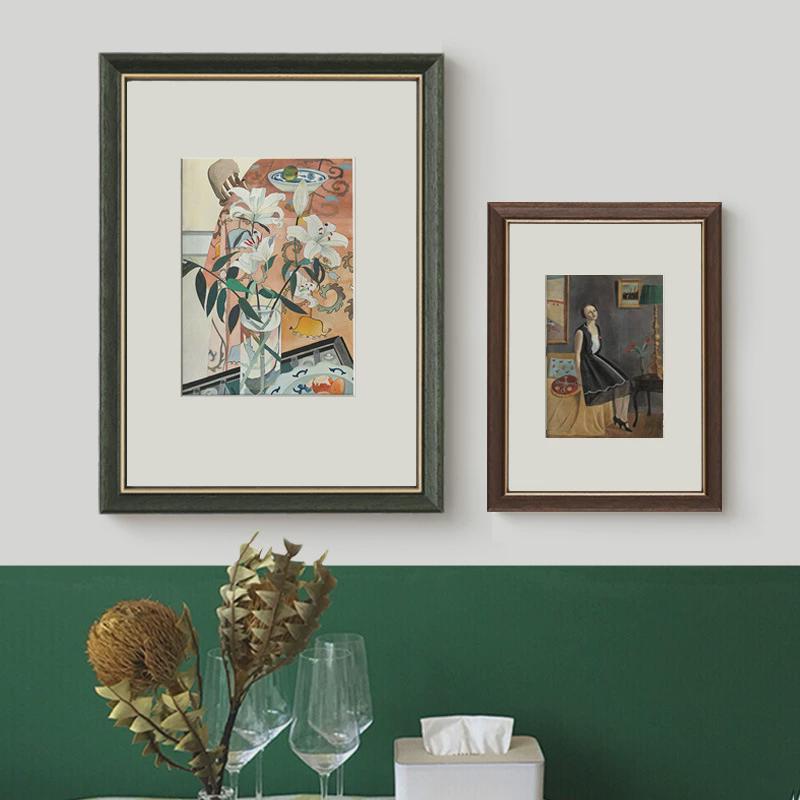 pk7j简约实木美式相框挂墙8寸摆台20寸1624轻奢外框a4a3画框装裱