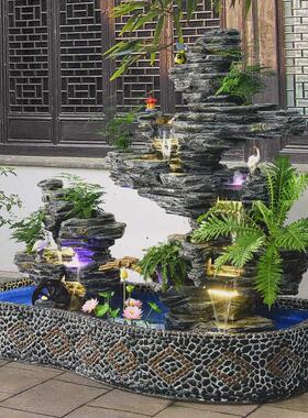 ALJ6大型假山流水喷泉户外庭院露台会所山水景观装饰鱼池造景落地
