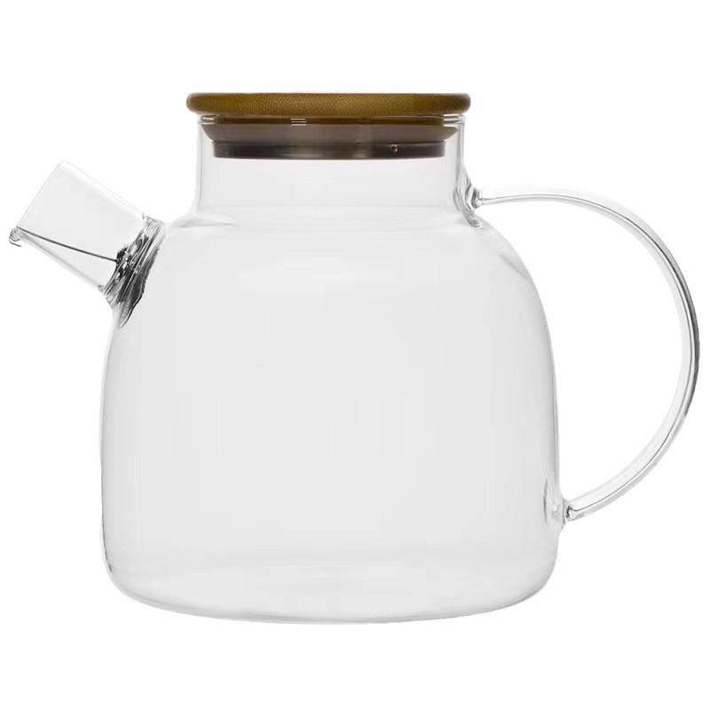冷水壶茶壶玻璃竹盖加厚家用凉水壶泡茶壶水杯凉白开水壶花茶壶