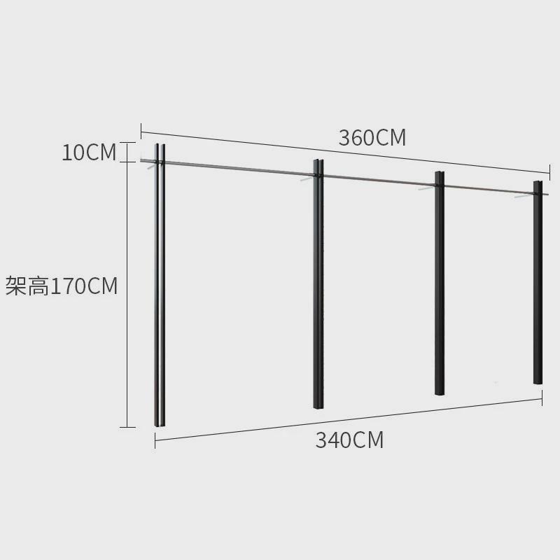 服装店黑色烤漆上墙展示架组合落地式挂衣架壁挂陈列架简约展示架