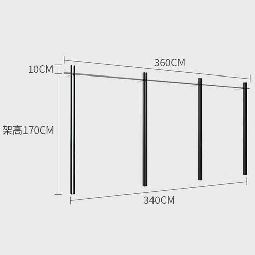 服装店黑色烤漆上墙展示架组合落地式挂衣架壁挂陈列架简约展示架