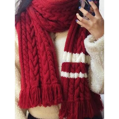 红色围巾手工diy编织材料包毛线手织围脖送女友针织男生款秋冬季