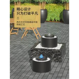 s588庭院流水摆件四方流水喷泉涌泉水钵石景观装饰钵造景水景自循